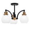 Easton 3 Light Semi-Flush Shown In Matte Black & Brass Finish With 5.75" White Marble Glass (1947-MBBR-4101)