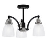 Easton 3 Light Semi-Flush Shown In Matte Black & Brushed Nickel Finish With 5" Clear Ribbed Glass (1947-MBBN-500)