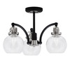 Easton 3 Light Semi-Flush Shown In Matte Black & Brushed Nickel Finish With 5.75" Clear Bubble Glass (1947-MBBN-4100)