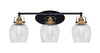 Easton 3 Light Bath Bar Shown In Matte Black & Brass Finish With 6" Smoke Bubble Glass (1933-MBBR-4812)