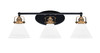 Easton 3 Light Bath Bar Shown In Matte Black & Brass Finish With 7" White Muslin Glass (1933-MBBR-312)