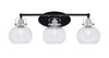 Easton 3 Light Bath Bar Shown In Matte Black & Brushed Nickel Finish With 7" Clear Bubble Glass (1933-MBBN-202)