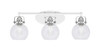 Easton 3 Light Bath Bar Shown In White & Brushed Nickel Finish With 5.75" Clear Bubble Glass  (1933-WHBN-4100)