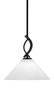 Cavella 1 Light Stem Mini Pendant Shown In Matte Black Finish With 12" White Marble Glass (3901-MB-2121)