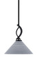 Cavella 1 Light Stem Mini Pendant Shown In Matte Black Finish With 12" Gray Matrix Glass (3901-MB-4002)