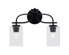Cavella 2 Light Bath Bar In Matte Black Finish With 4" Square  Clear Bubble Glass  (3912-MB-530)