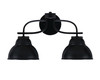 Cavella 2 Light Bath Bar In Matte Black Finish With 7" Matte Black Double Bubble Metal Shades (3912-MB-427-MB)