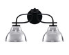 Cavella 2 Light Bath Bar In Matte Black Finish With 7" Chrome Double Bubble Metal Shades (3912-MB-427-CH)
