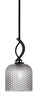Cavella 1 Light Mini Pendant Shown In Matte Black Finish With 7" Smoke Textured Glass (3901-MB-4912)