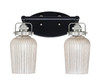 Easton 2 Light Bath Bar Matte Black & Brushed Nickel Finish With 5" Silver Textured Glass (1932-MBBN-4253)