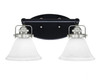 Easton 2 Light Bath Bar Shown In Matte Black & Brushed Nickel Finish With 7" White Muslin Glass (1932-MBBN-311)