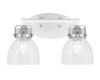 Easton 2 Light Bath Bar Shown In White & Brushed Nickel Finish With 6" Clear Bubble Glass (1932-WHBN-4110)