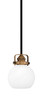Easton 1 Light Mini Pendant Shown In Matte Black & Brass Finish With 5.75" White Marble Glass (1941-MBBR-4101)