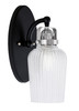 Easton 1 Light Wall Sconce Shown In Matte Black & Brushed Nickel Finish With 5" Clear Textured Glass (1931-MBBN-4250)