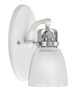 Easton 1 Light Wall Sconce Shown In White & Brushed Nickel Finish With 5" Clear Ribbed Glass (1931-WHBN-500)