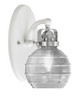 Easton 1 Light Wall Sconce Shown In White & Brushed Nickel Finish With 6" Clear Ribbed Glass (1931-WHBN-5110)