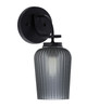 Cavella 1 Light Wall Sconce Shown In Matte Black Finish With 5" Smoke Textured Glass  (3911-MB-4252)