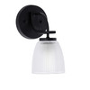 Cavella 1 Light Wall Sconce Shown In Matte Black Finish With 5" Clear Ribbed Glass (3911-MB-500)