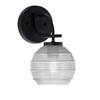 Cavella 1 Light Wall Sconce Shown In Matte Black Finish With 6" Clear Ribbed Glass  (3911-MB-5110)