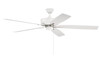 Super Pro 60" 5-Blade Ceiling Fan in White/Polished Nickel w/ White/Washed Oak Blades; Light Kit Optional (Not Included) (S60WPLN5-60WWOK)