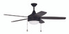 Phaze 5 52" 5-Blade Ceiling Fan in Flat Black w/ Flat Black/Greywood Blades; Integrated Light Kit (PHA52FB5)