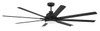 Rush 72" 8-Blade Indoor/Outdoor (Wet) Ceiling Fan in Flat Black w/ Flat Black Blades; Light Kit Included (optional) (RSH72FB8)