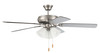 Decorator's Choice 52" 5-Blade 3 Light Ceiling Fan in Brushed Polished Nickel w/ Brushed Nickel/Walnut Blades; Integrated Light Kit (DCF52BNK5C3W)