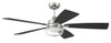 Chandler 52" 5-Blade Ceiling Fan in Polished Nickel w/ Flat Black/Greywood Blades; Integrated Light Kit (CHS52PLN5)