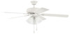 Decorator's Choice 52" 5-Blade 3 Light Ceiling Fan in Matte White w/ Matte White Blades; Integrated Light Kit (DCF52W5C3W)
