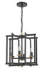 Avante Grand 4 Light Cage Foyer in Flat Black/Satin Brass (56934-FBSB)