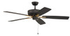 Pro Plus 52" 5-Blade Ceiling Fan in Flat Black/Satin Brass w/ Black Walnut/Flat Black Blades; Light Kit Optional (Not Included) (P52FBSB5-52BWNFB)