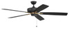 Super Pro 60 60" Indoor Fan Flat BK/SatBrass, BK Walnut/Flat BK Blades (S60FBSB5-60BWNFB)