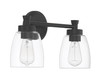 Henning 2 Light Vanity in Flat Black (12716FB2)
