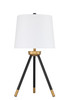 1 Light Metal Tri-Pod Base Table Lamp in Painted Black/Gold (2 Pack) (86266)