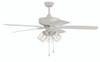 Outdoor Pro Plus 104 52" 5-Blade Indoor/Outdoor (Wet) Ceiling Fan in White w/ Matte White Blades; Integrated Light Kit (OP104W5)