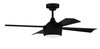 Theo 42" 4-Blade Indoor/Outdoor (Damp) Ceiling Fan, Flat Black Finish, Flat Black Blades; Light Kit Included (Optional) (THO42FB4)