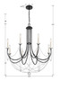 Delilah 8 Light Matte Black Chandelier (DEL-90808-MK)