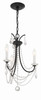 Karrington 3 Light Matte Black Mini Chandelier (KAR-90903-MK-CL-MWP)