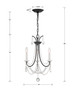 Karrington 3 Light Matte Black Mini Chandelier (KAR-90903-MK-CL-MWP)