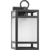 Parrish Collection One-Light Matte Black Clear and Etched Glass Modern Craftsman Outdoor Medium Wall Lantern (P560342-31M)
