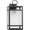 Parrish Collection One-Light Matte Black Clear and Etched Glass Modern Craftsman Outdoor Large Wall Lantern (P560343-31M)