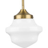 School House Pendant Collection One-Light Vintage Brass White Opal Glass Coastal Mini-Pendant Light (P5196-163)