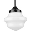 School House Pendant Collection One-Light Matte Black Opal Glass Coastal Mini-Pendant Light (P5196-31M)