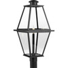 Bradshaw Collection One-Light Textured Black Clear Glass Transitional Outdoor Post Lantern (P540107-031)