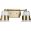 Haven Collection Two-Light Vintage Brass Opal Glass Luxe Industrial Bath Light (P300443-163)