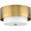 Silva Collection Two-Light Brushed Bronze White Linen Shade 14" Flush Mount (P350249-109)