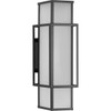 Unison Collection Two-Light Matte Black Etched Seeded Glass Contemporary Large Wall Lantern (P560357-31M)