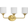 Lynzie Collection Three-Light Brushed Gold Etched Opal Glass Modern Bath Vanity Light (P2803-191)