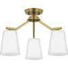 Vertex Collection Three-Light Brushed Gold Etched White Contemporary  Convertible Chandelier (P400342-191)