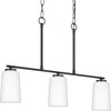 Adley Collection Three-Light Matte Black Etched White Glass New Traditional Linear Chandelier (P400348-31M)